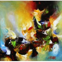 S. M. Naqvi, Acrylic on Canvas, 18 x 18 Inch, Abstract Painting, AC-SMN-018